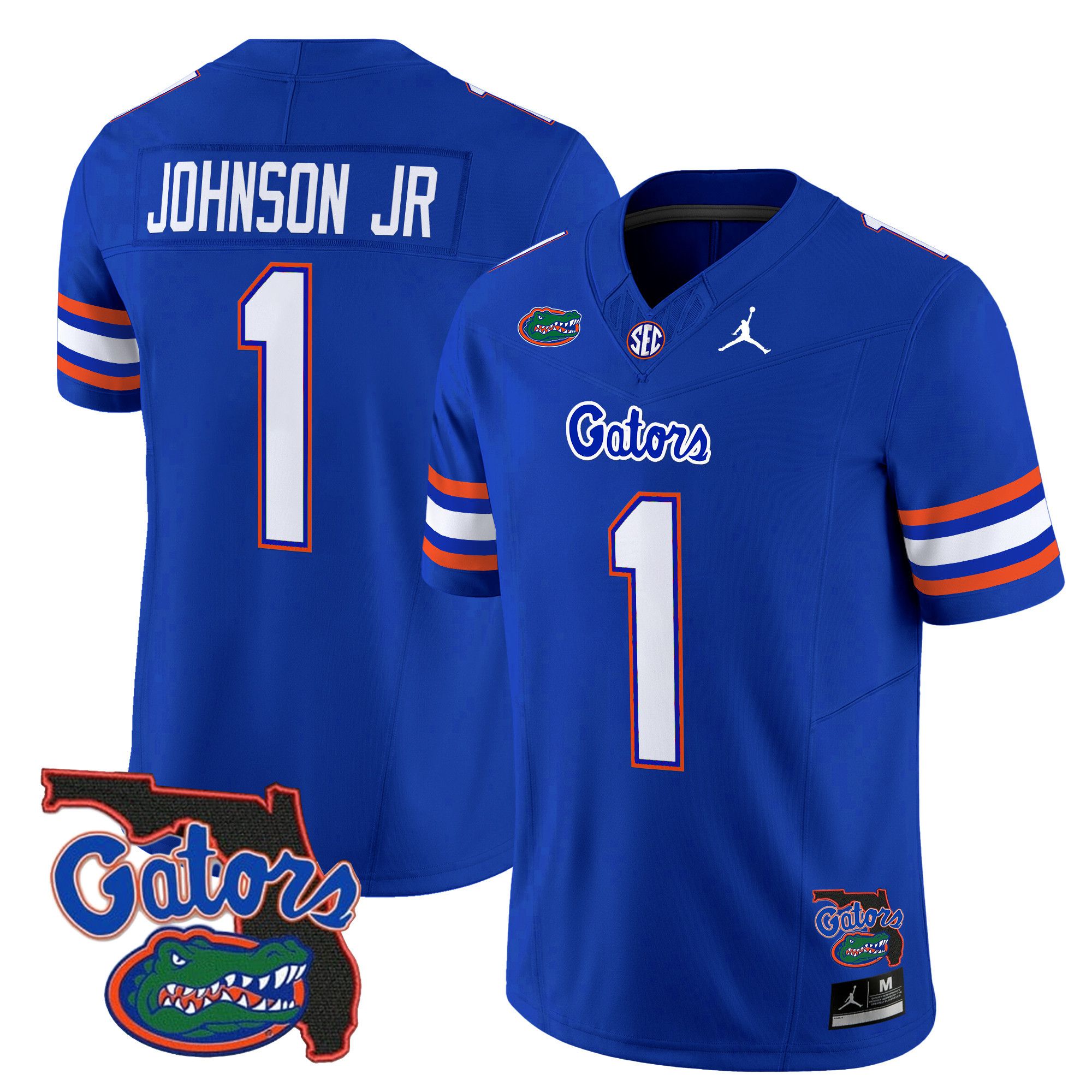 Men Florida Gators #1 Johnson jr Blue 2024 Florida Patch Vapor Limited NCAA Jersey style 1->ncaa teams->NCAA Jersey